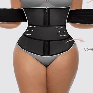 🔥 NWT FeelinGirl Waist Trainer Corset — Zipper & Velcro Belt — Black — Sz XL 🔥